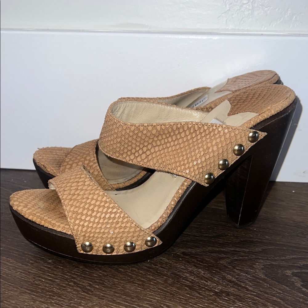 Jimmy Choo Tan Snake Leather Platform with Studs size 38